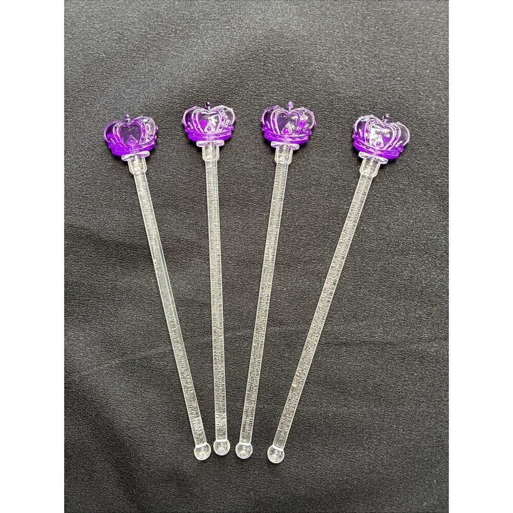 Crown Royal Beverage Stirrers Cocktail Swizzle Sticks Drink Set/4 Purple Vintage